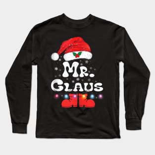 Mr and Mrs Claus Couples Matching - Christmas Pajamas Santa Long Sleeve T-Shirt